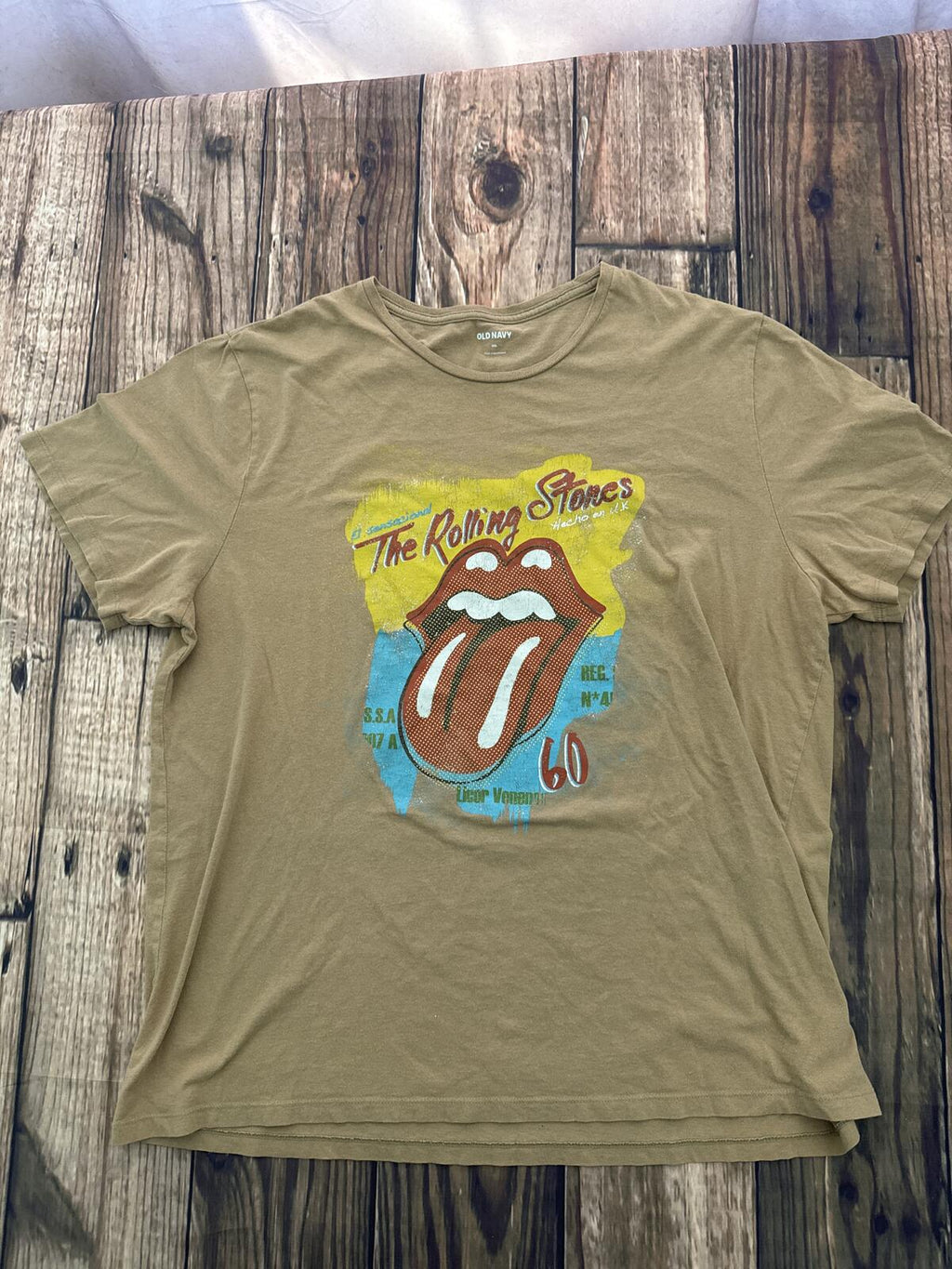 Rolling Stones Tongue Logo Graphic T Shirt Mens XXL Brown Band Tee