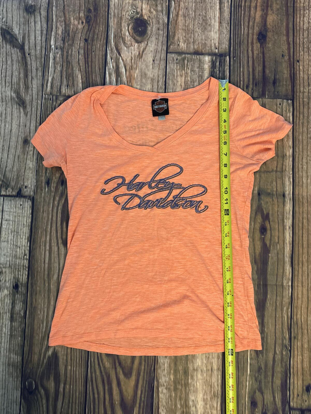 Harley Davidson Womens Medium Orange V Neck Graphic T Shirt Lakeville MN