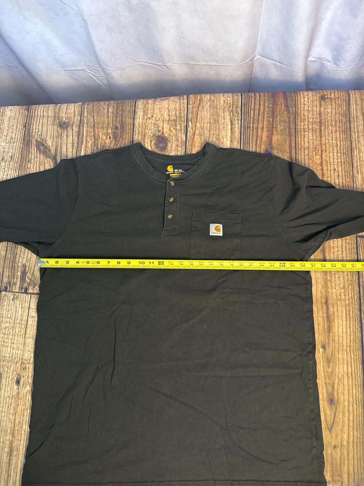Carhartt Original Fit Pocket Henley Shirt Mens 2XL Tall Black Long Sleeve
