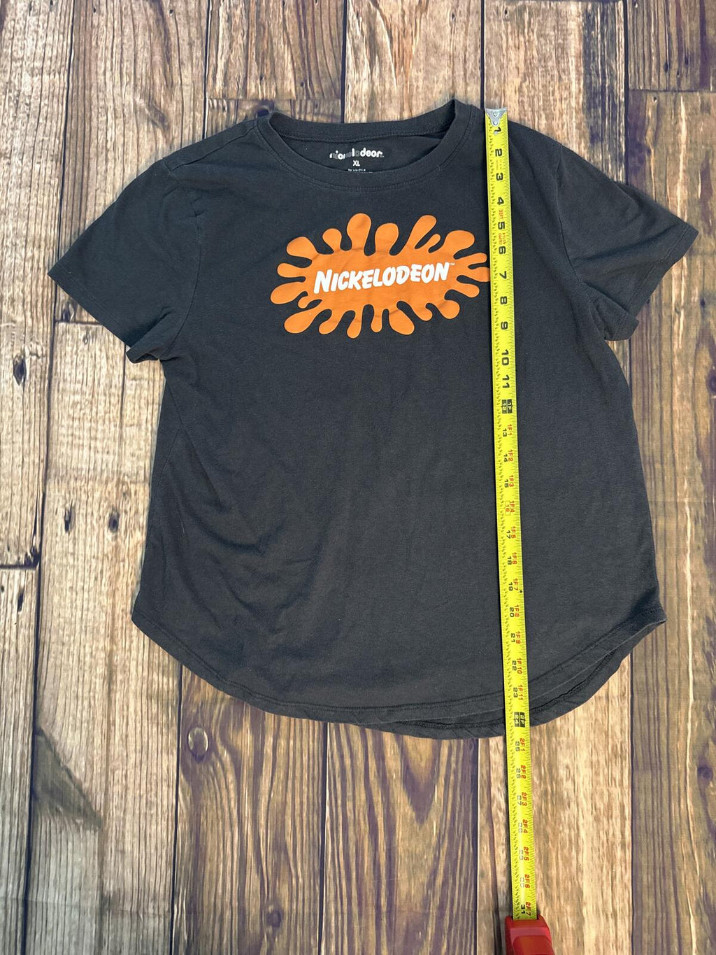 Nickelodeon Splat Logo Graphic Tee Youth XL Black Orange Retro TV S