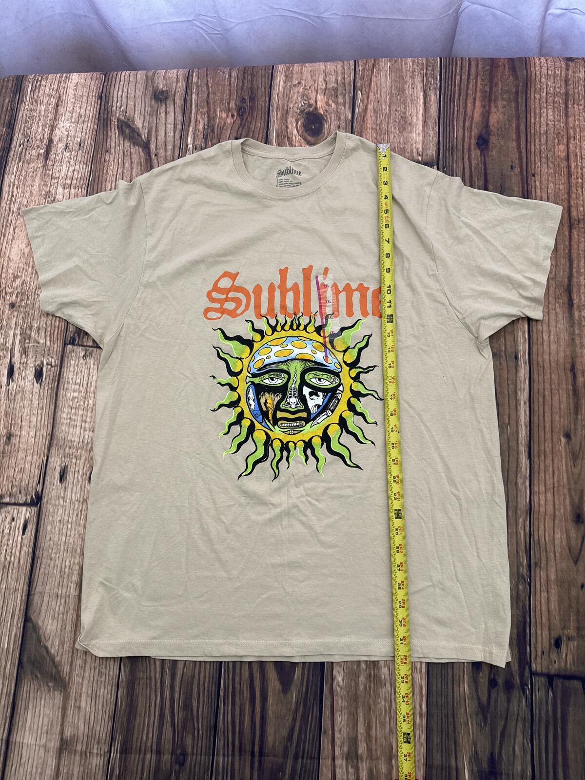Sublime Sun Logo Graphic T Shirt Mens 2XL Tan Band Tee