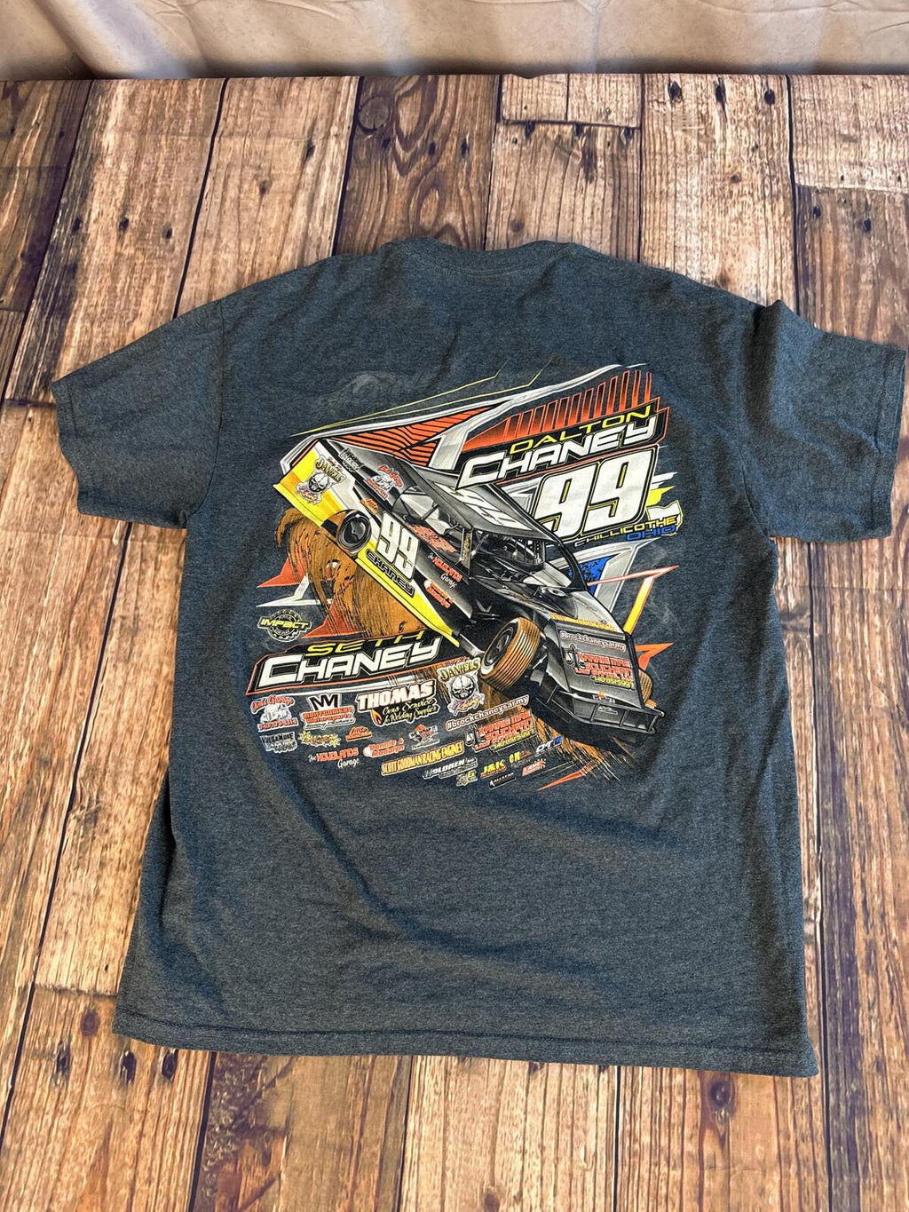 Dalton Chaney 99 Racing Graphic T-Shirt Gray Large NASCAR Style Tee