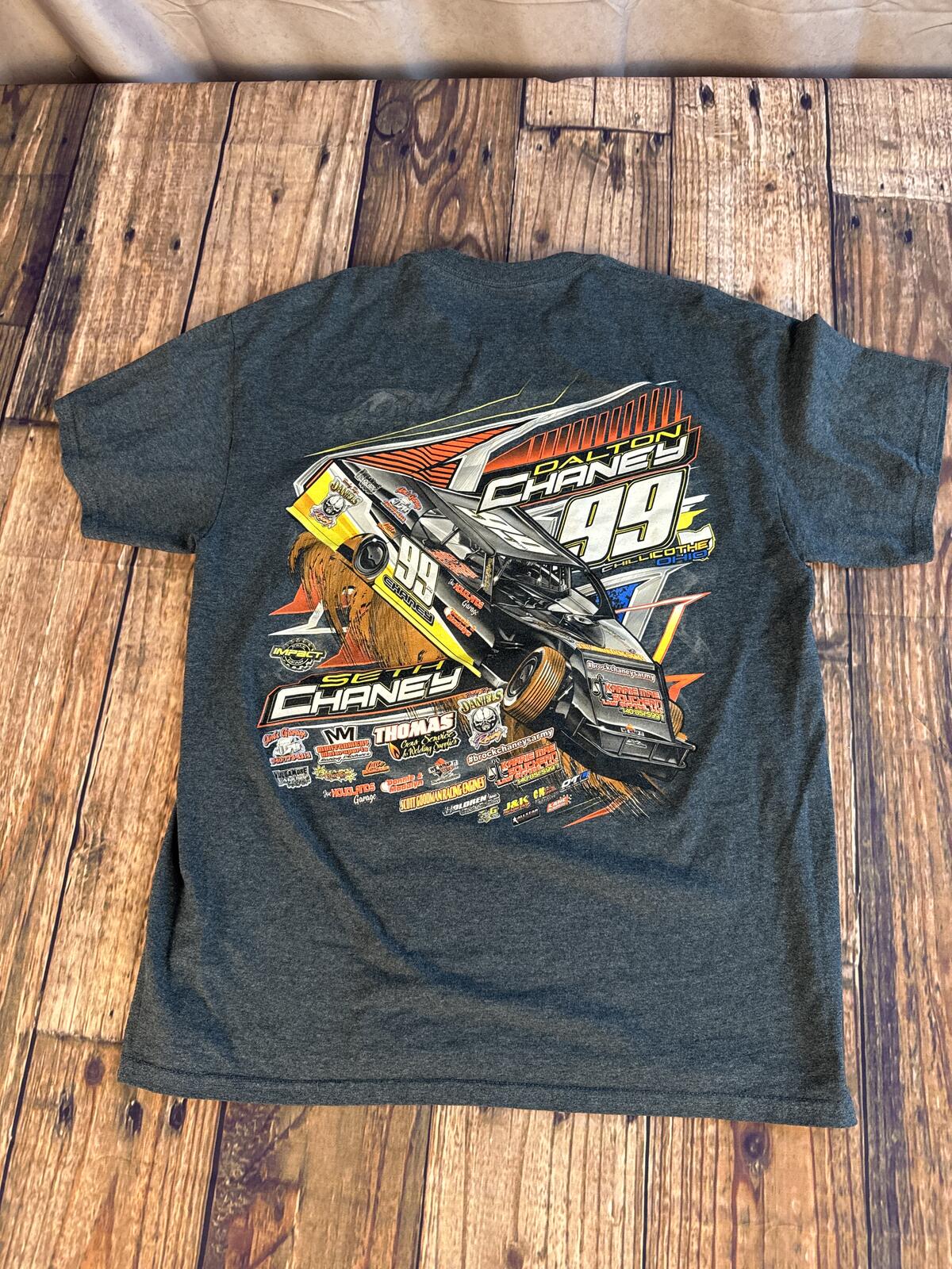 Dalton Chaney 99 Racing Graphic T-Shirt Gray Large NASCAR Style Tee
