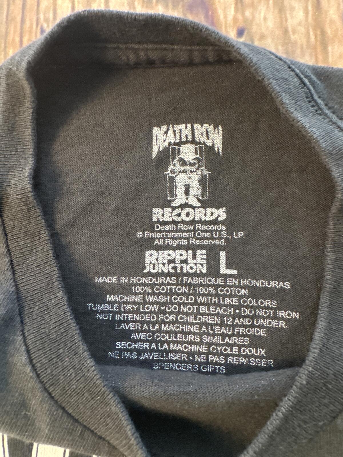 Death Row Records Graphic T-Shirt Large Black