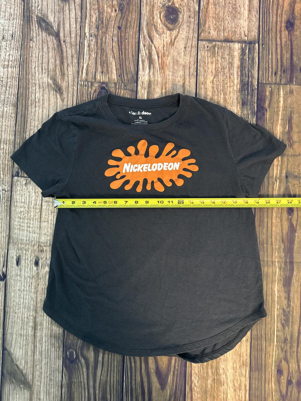 Nickelodeon Splat Logo Graphic Tee Youth XL Black Orange Retro TV S