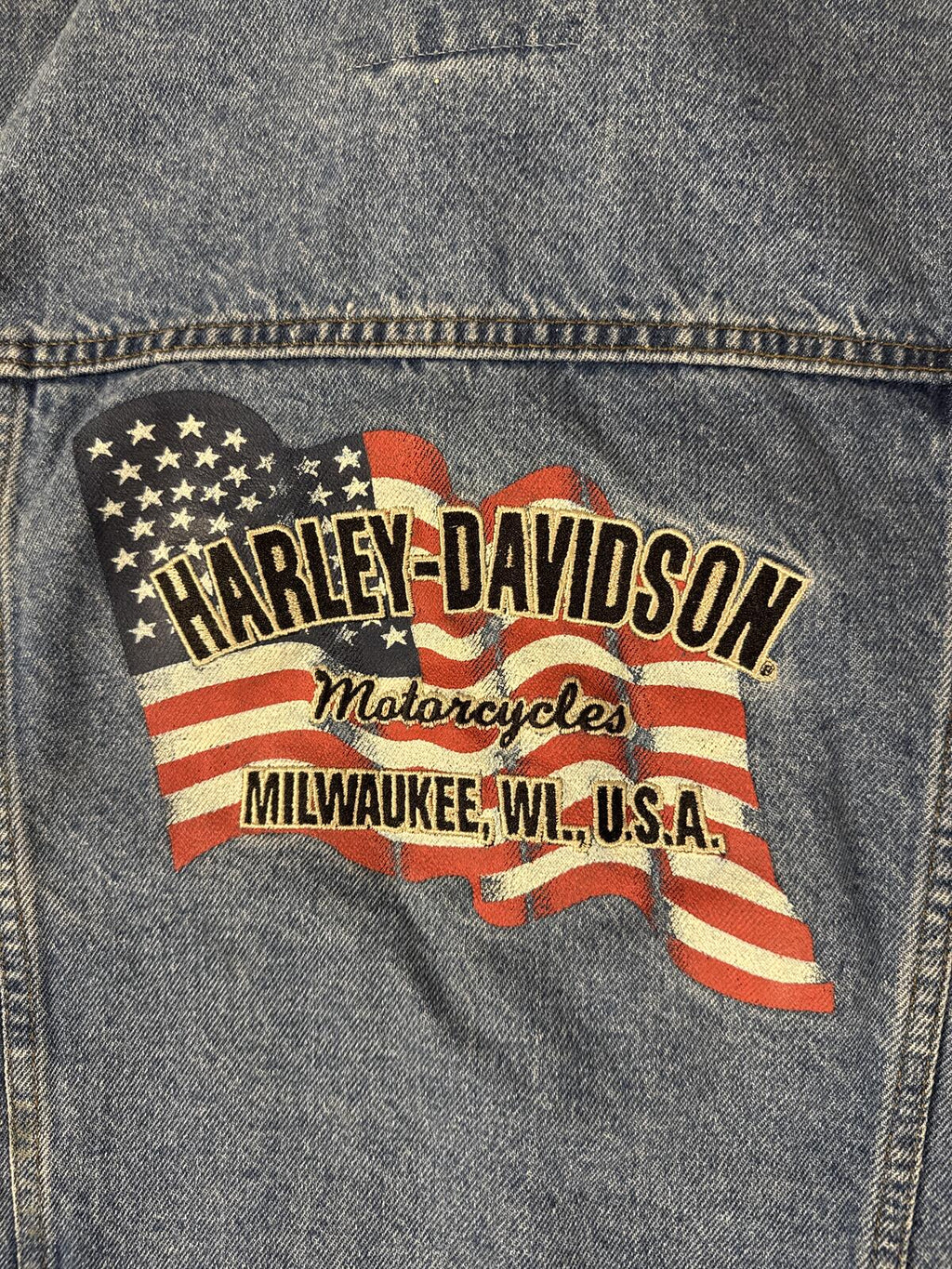 Vintage Y2K Harley-Davidson Women’s Denim Jacket Back Graphic