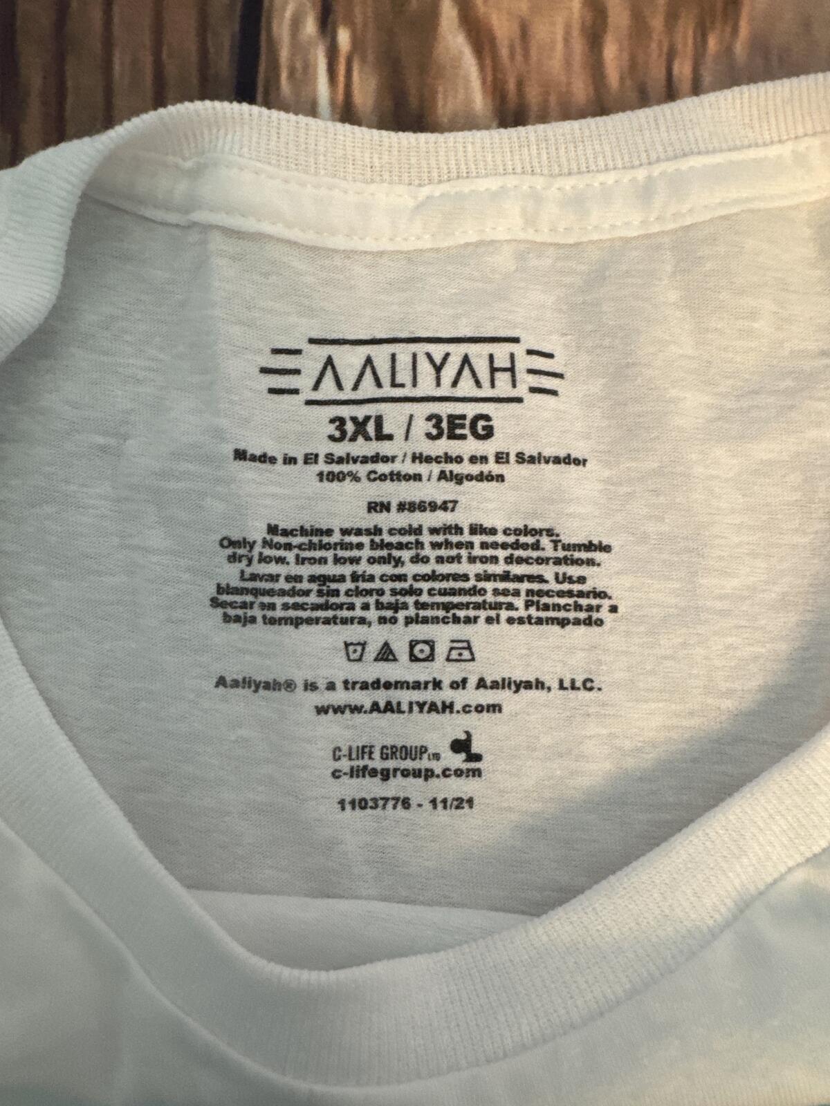 Aaliyah Graphic T Shirt Mens 3XL White R&B Music Tee