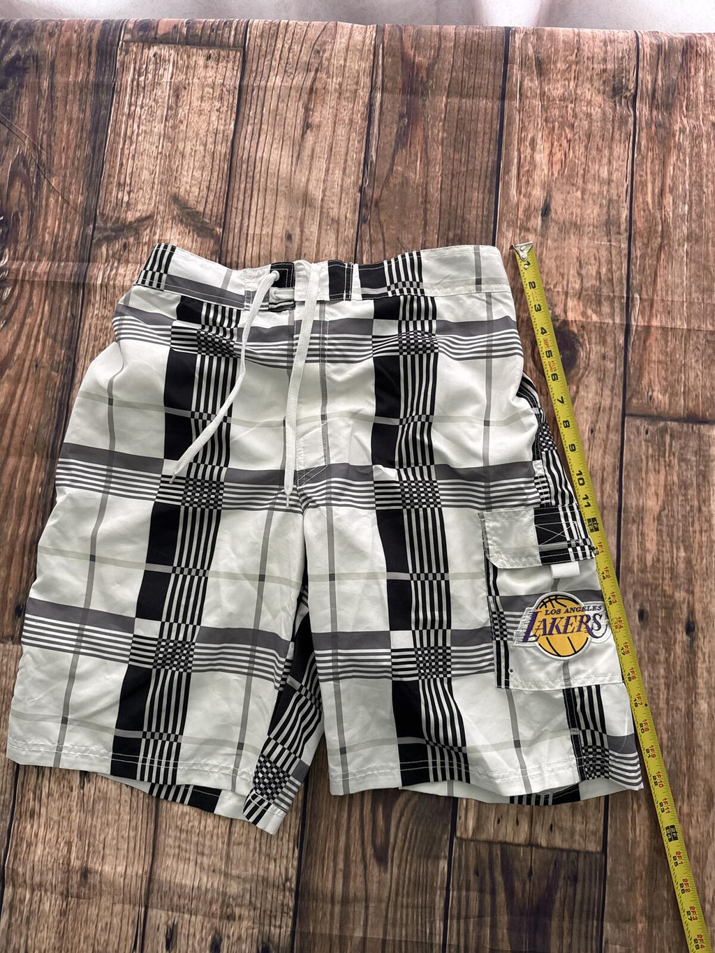 Vintage Los Angeles Lakers Plaid Swim Trunks