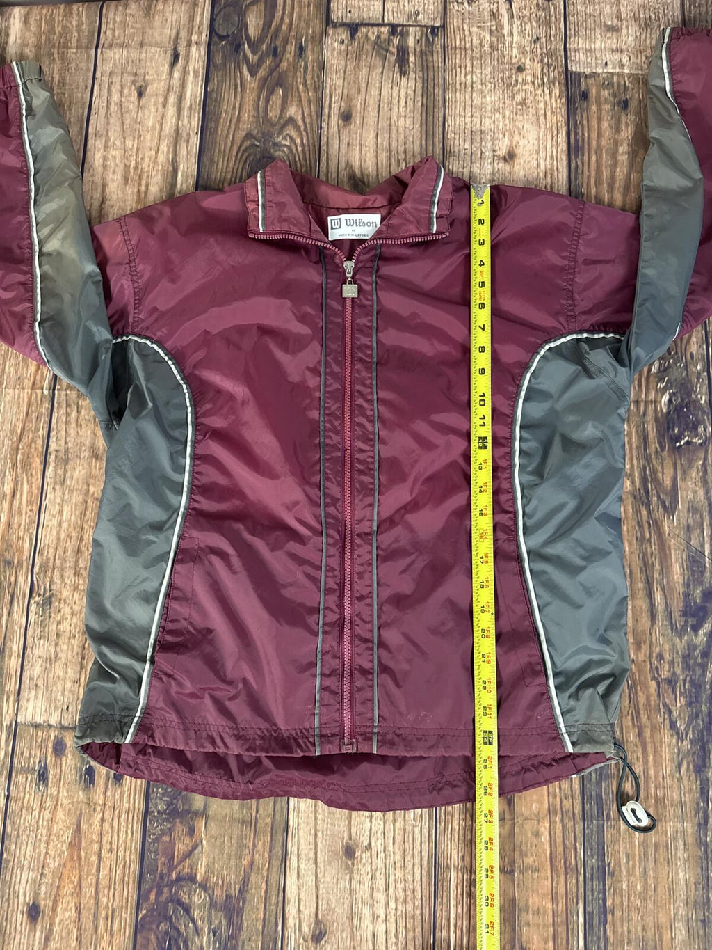 Vintage Wilson Windbreaker Jacket Burgundy Gray Full Zip Medium