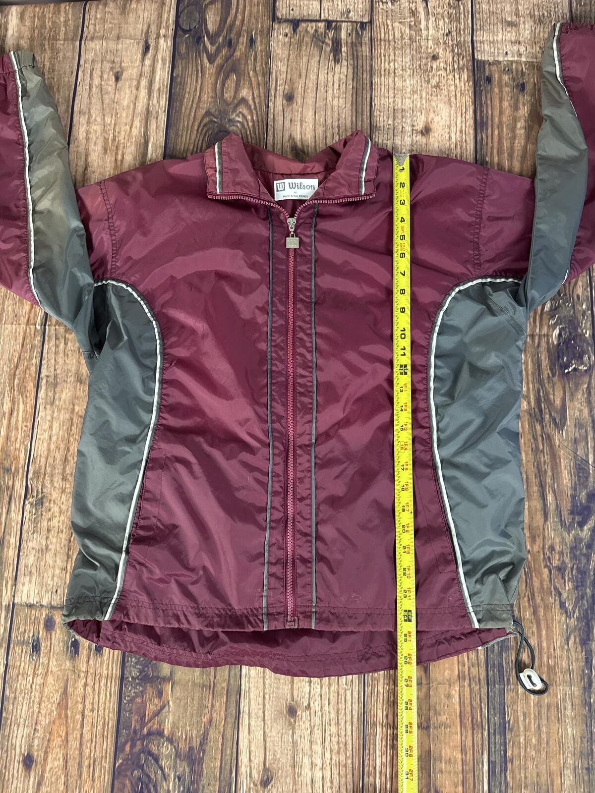 Vintage Wilson Windbreaker Jacket Burgundy Gray Full Zip Medium