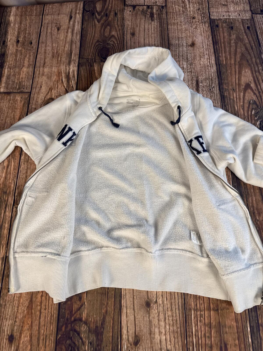 Nike Team New York Yankees Full Zip Hoodie Cream Large MLB