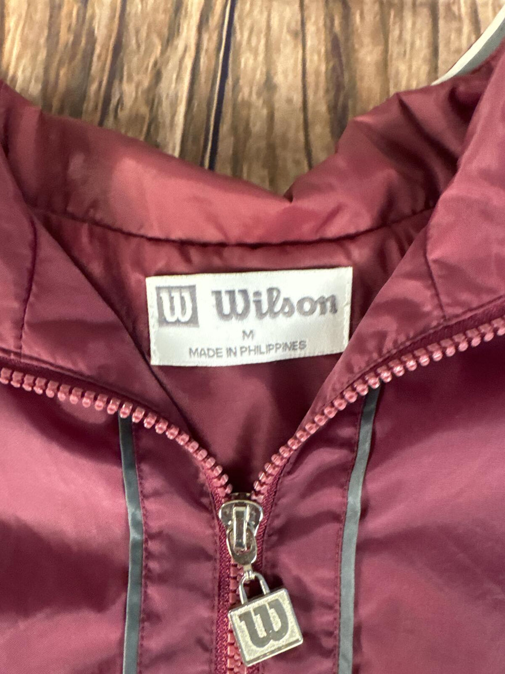 Vintage Wilson Windbreaker Jacket Burgundy Gray Full Zip Medium