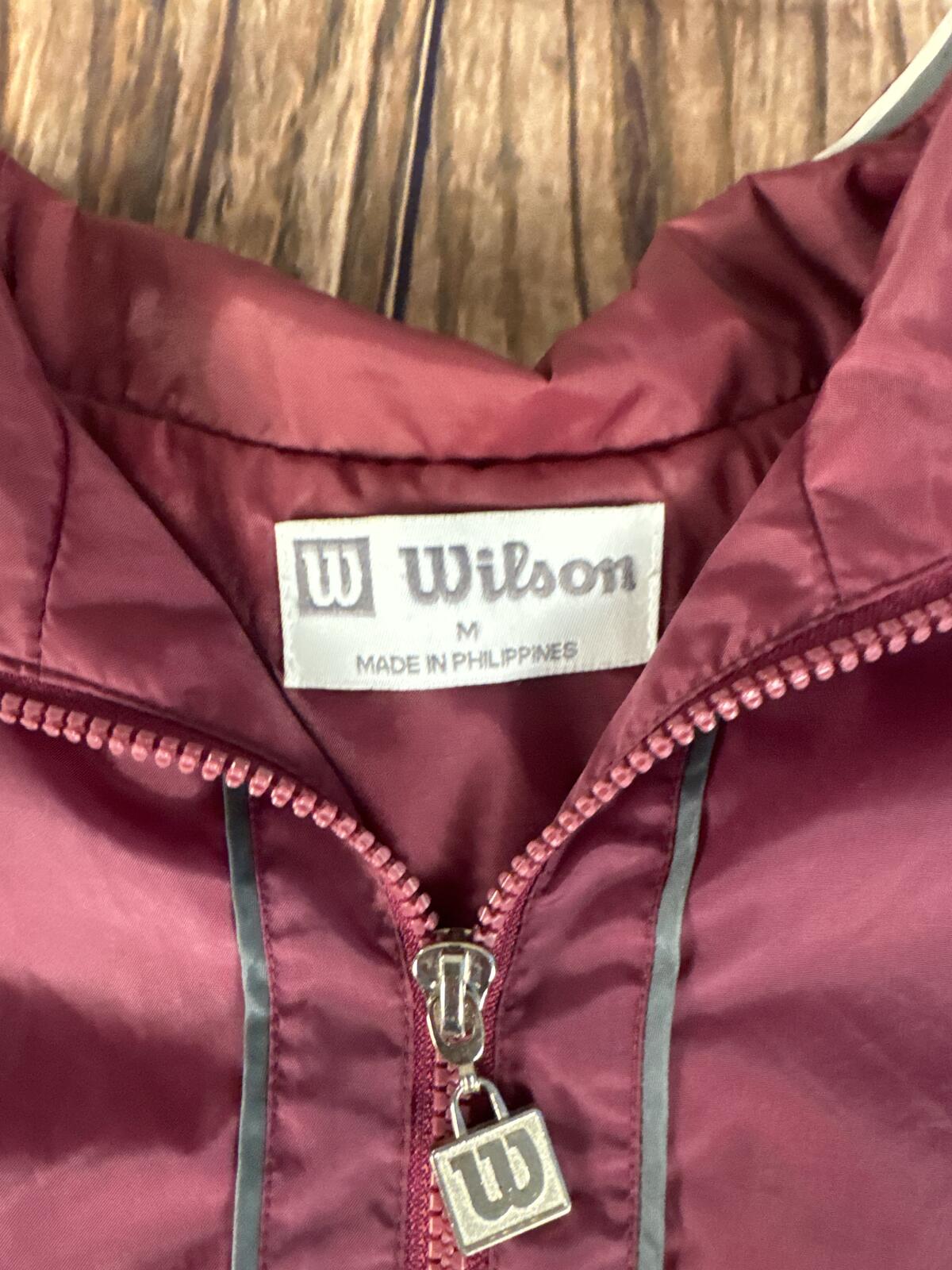 Vintage Wilson Windbreaker Jacket Burgundy Gray Full Zip Medium