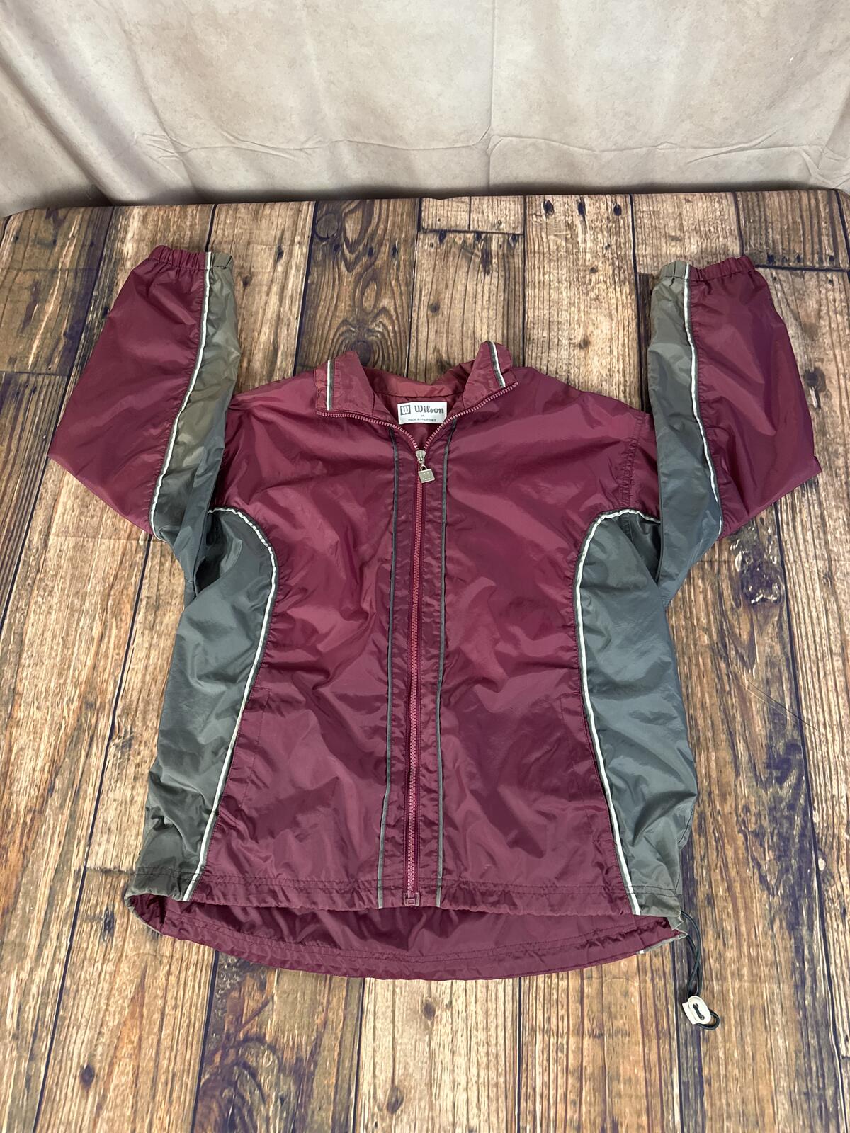 Vintage Wilson Windbreaker Jacket Burgundy Gray Full Zip Medium