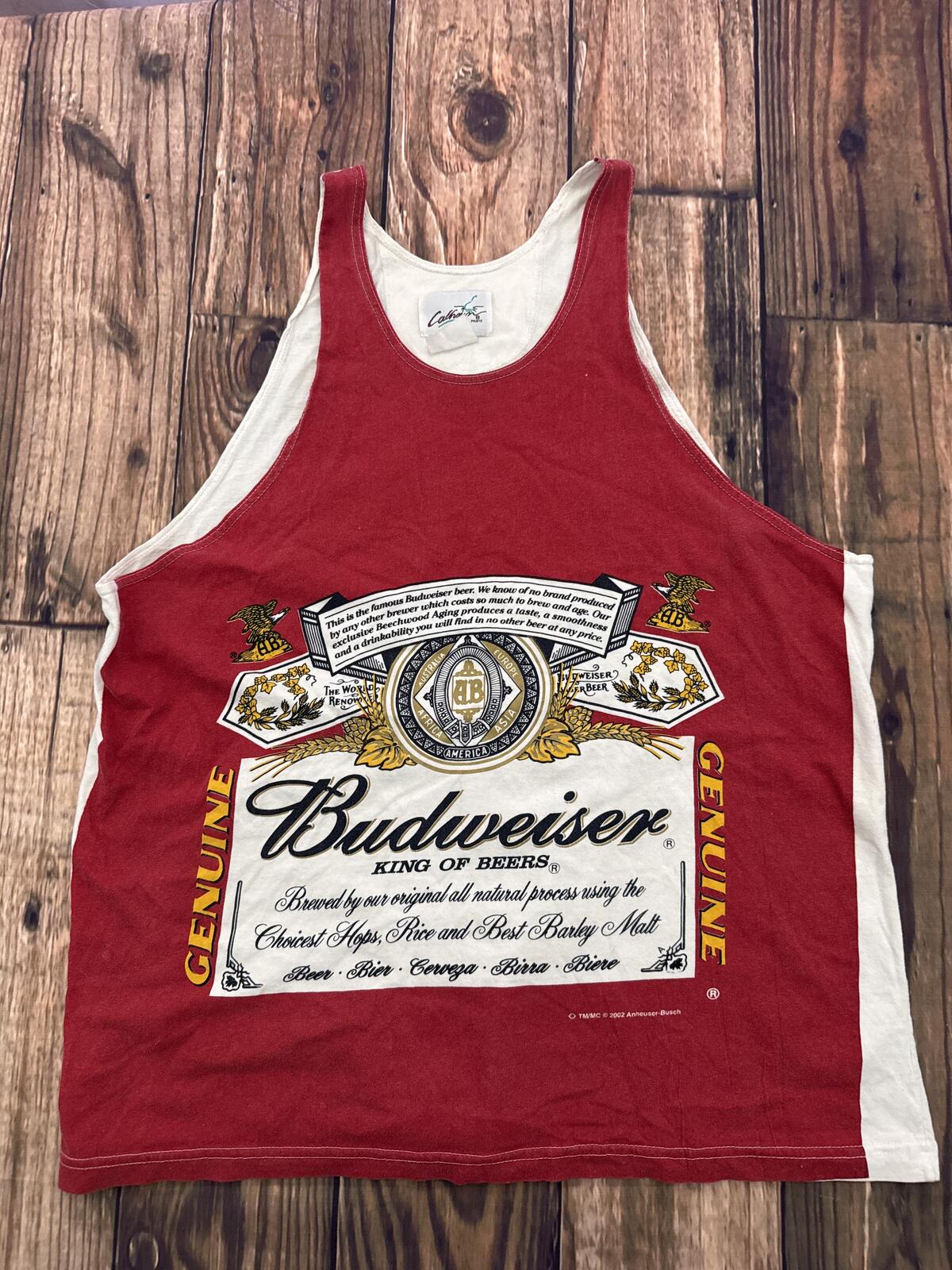 Budweiser King of Beers Tank Top Red White 2002 Graphic Shirt