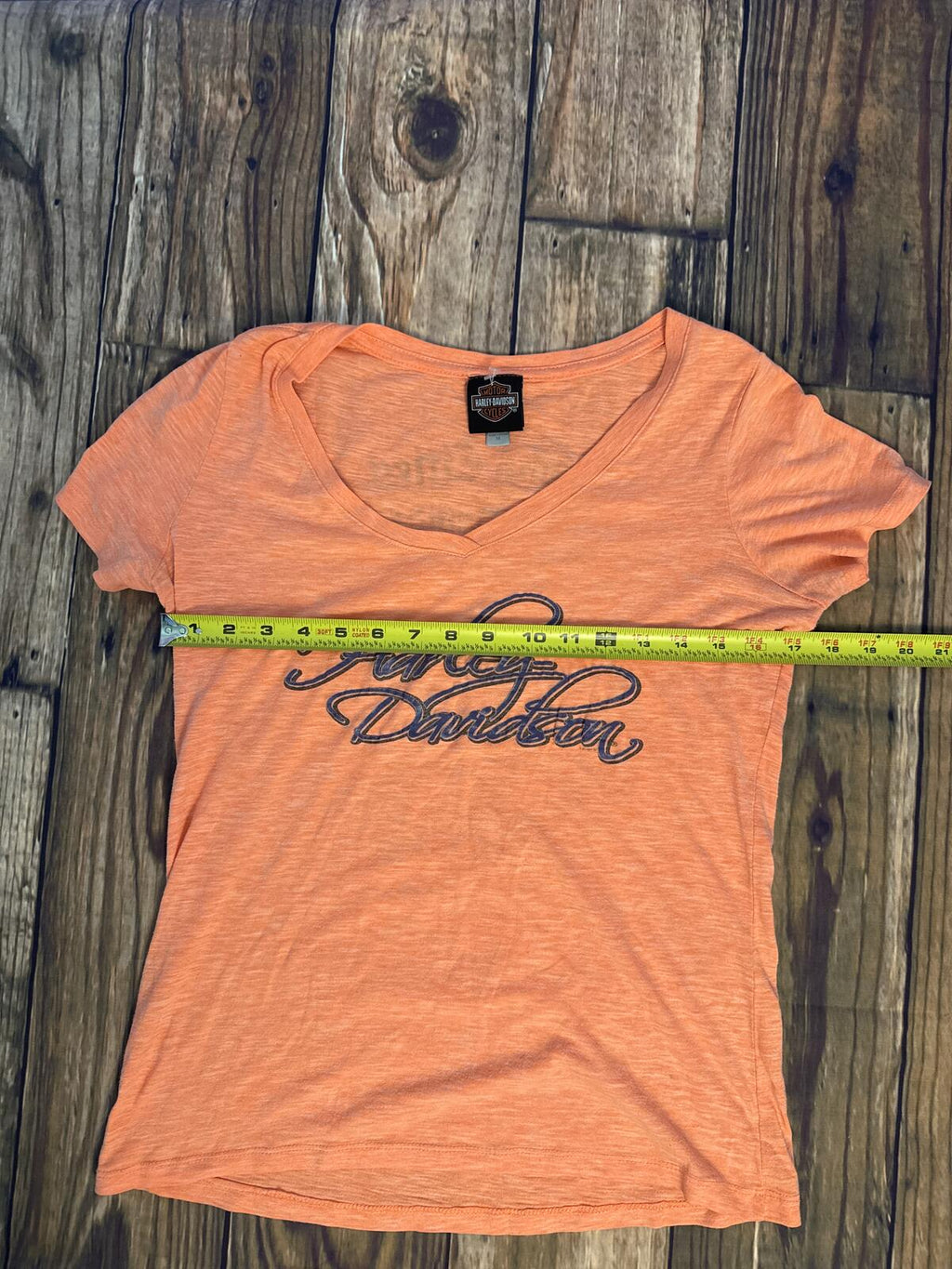 Harley Davidson Womens Medium Orange V Neck Graphic T Shirt Lakeville MN