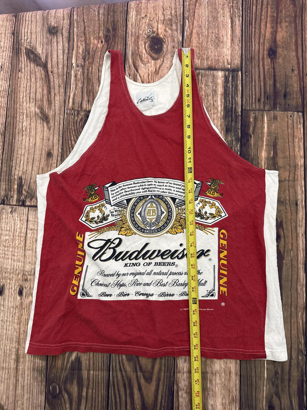 Budweiser King of Beers Tank Top Red White 2002 Graphic Shirt