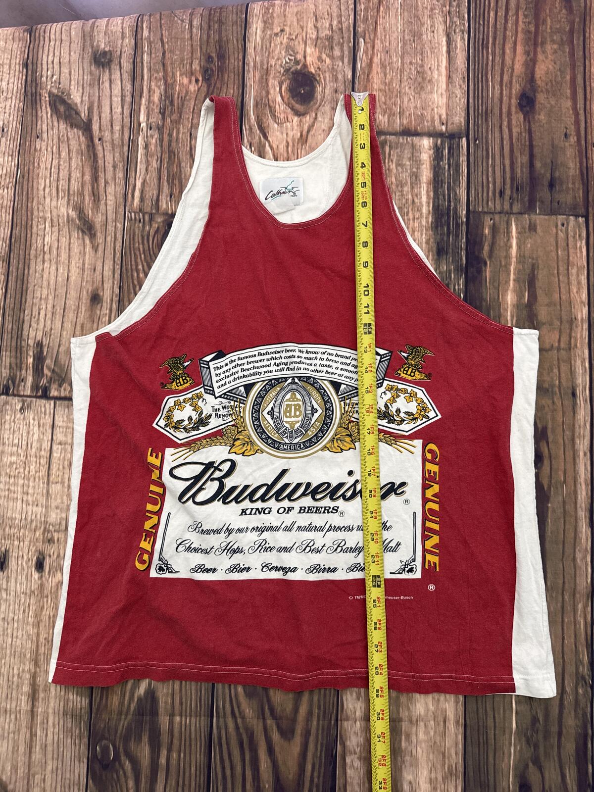 Budweiser King of Beers Tank Top Red White 2002 Graphic Shirt