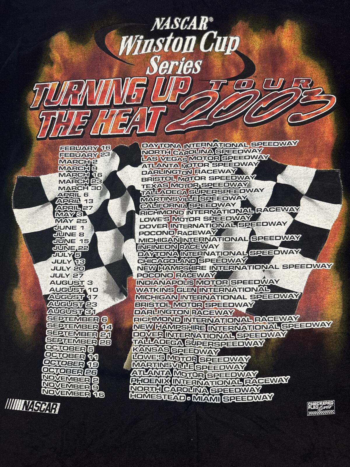 Vintage 2003 NASCAR Winston Cup Series Turning Up The Heat Tour T Shirt Large