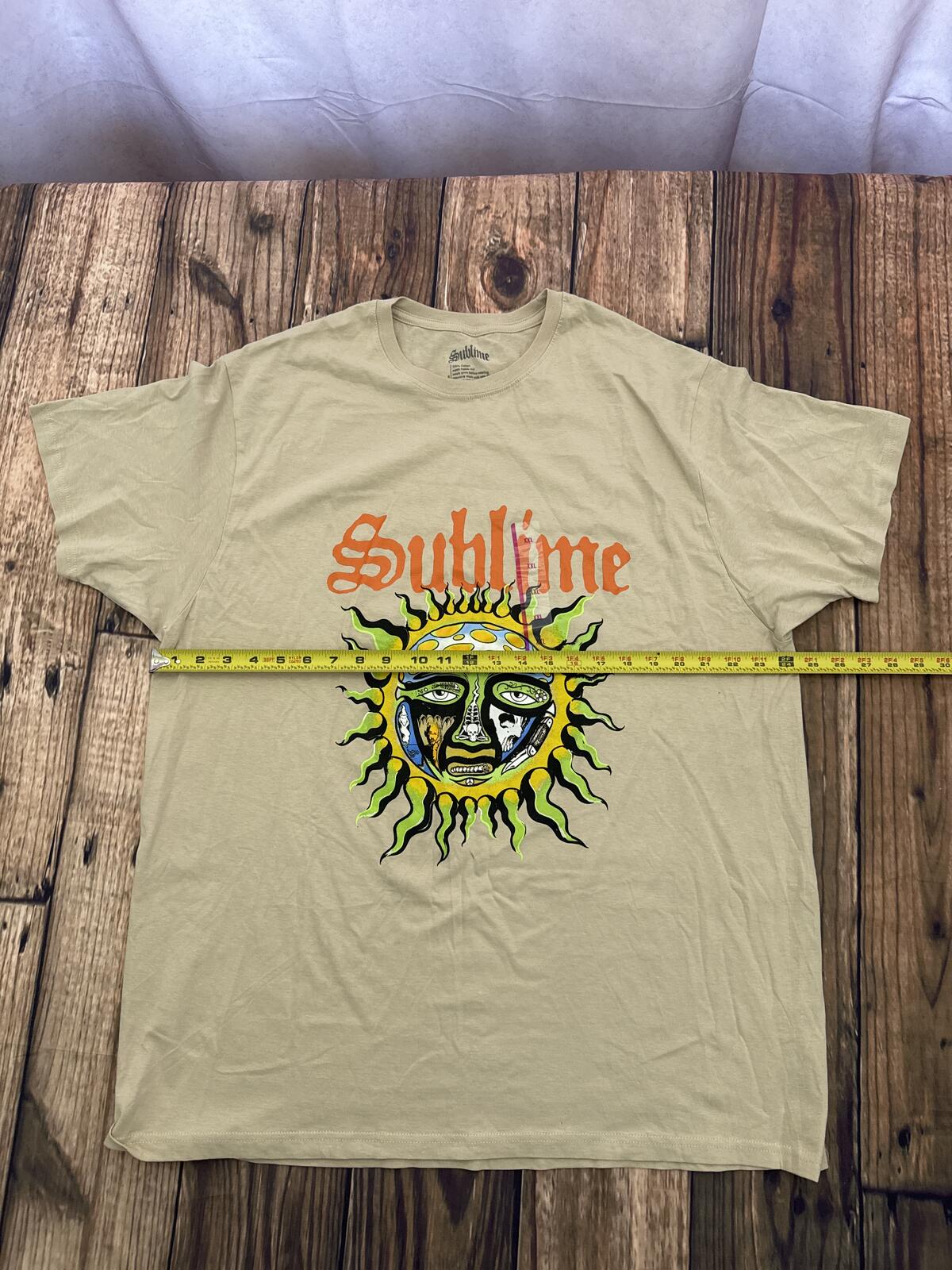 Sublime Sun Logo Graphic T Shirt Mens 2XL Tan Band Tee