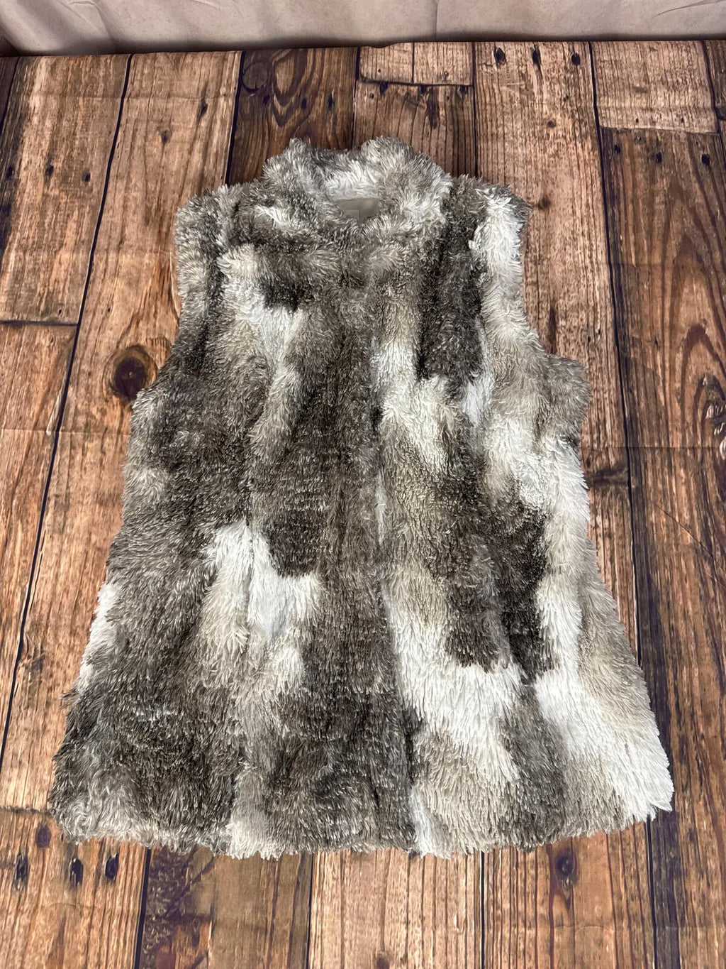 Cabi Faux Fur Vest Womens Medium Brown Beige Zip Up Layering Vest