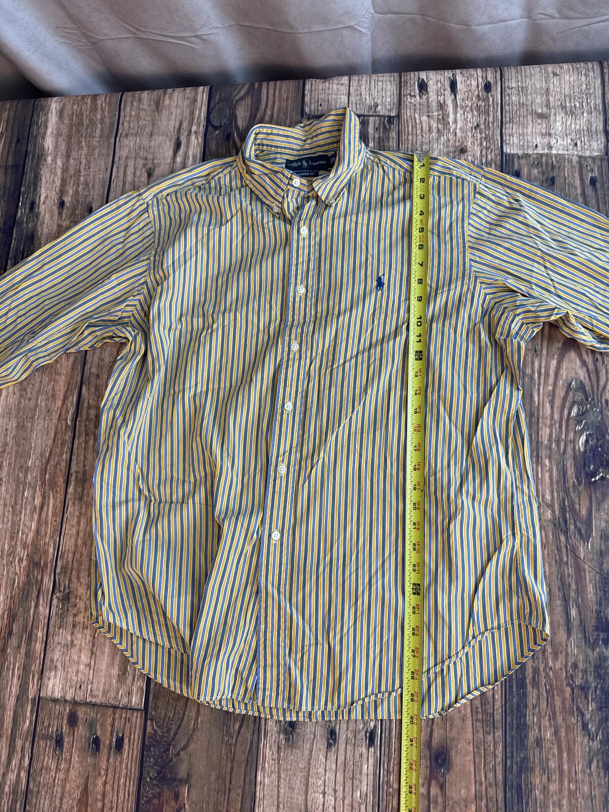 Polo Ralph Lauren Classic Fit Striped Button Up Shirt Men’s XL Yellow Blue