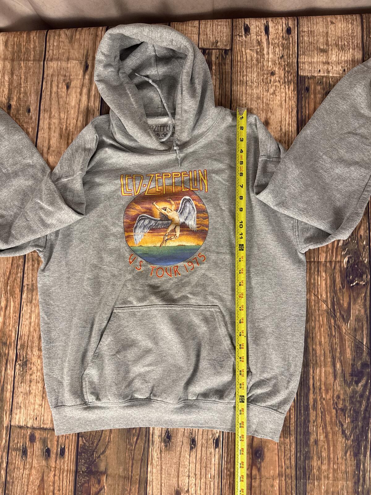 Led Zeppelin Graphic Hoodie Large Gray US Tour 1975 Pullover