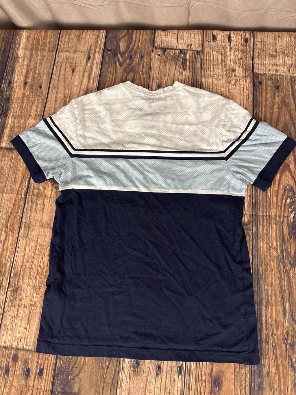 GUESS Women’s Textured Henley Shirt Size Large Blue White Y2