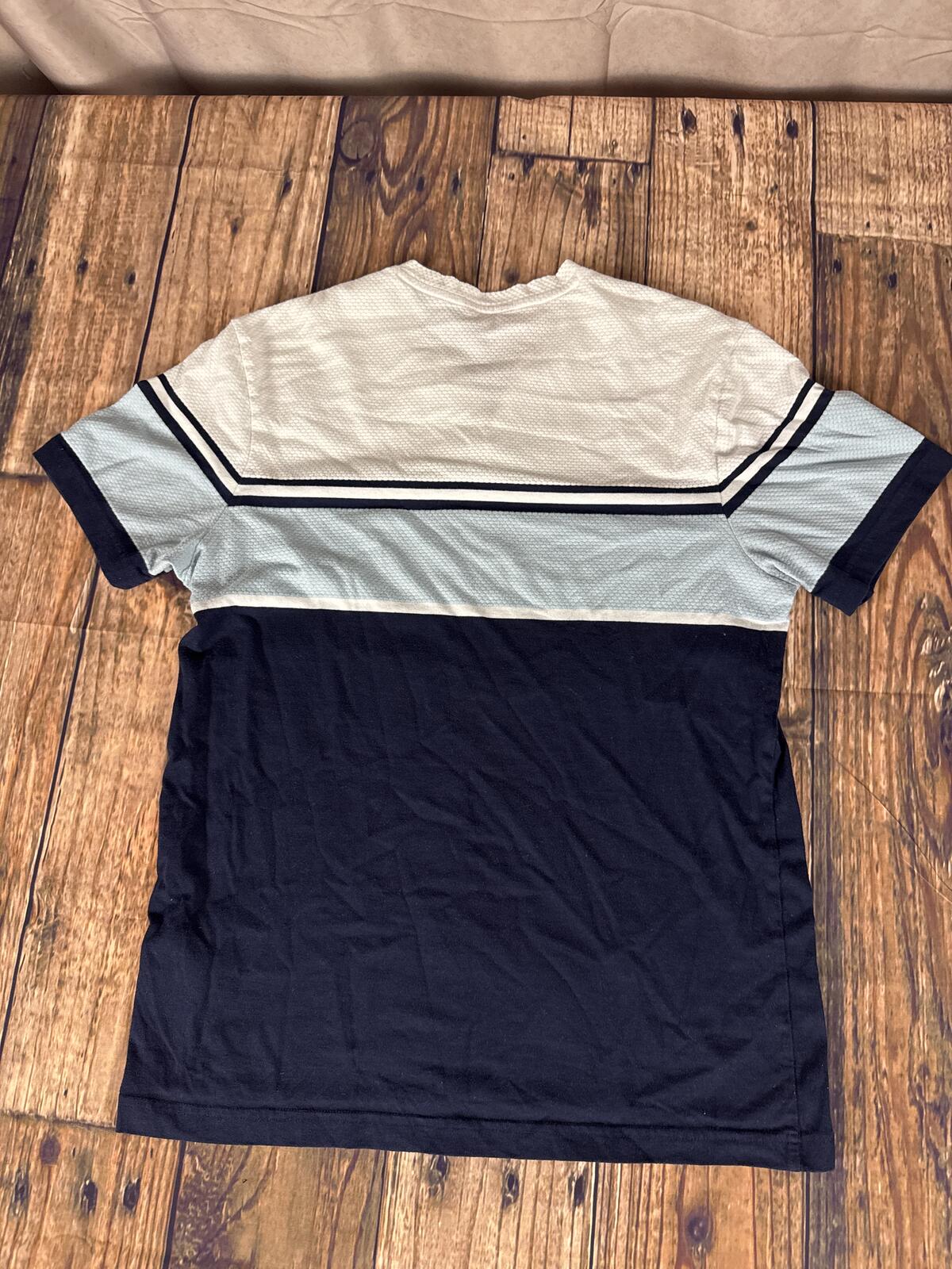 GUESS Women’s Textured Henley Shirt Size Large Blue White Y2