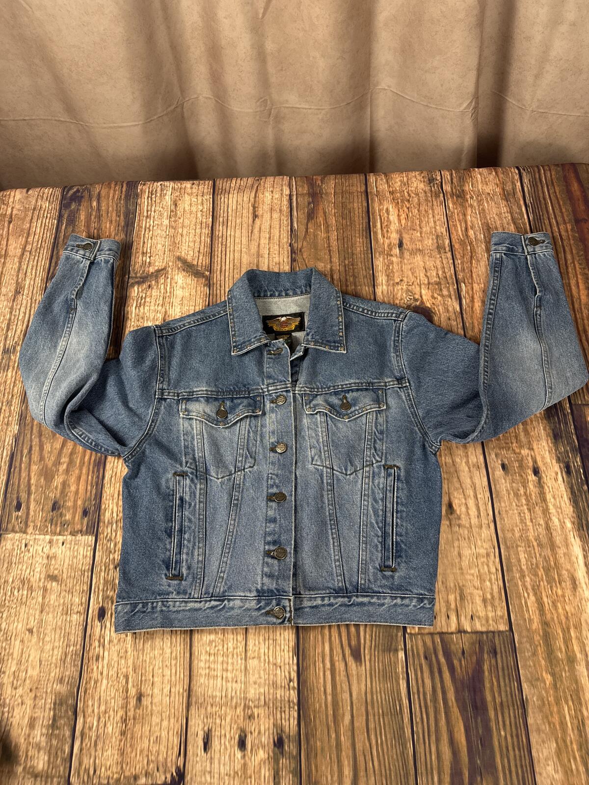 Vintage Y2K Harley-Davidson Women’s Denim Jacket Back Graphic